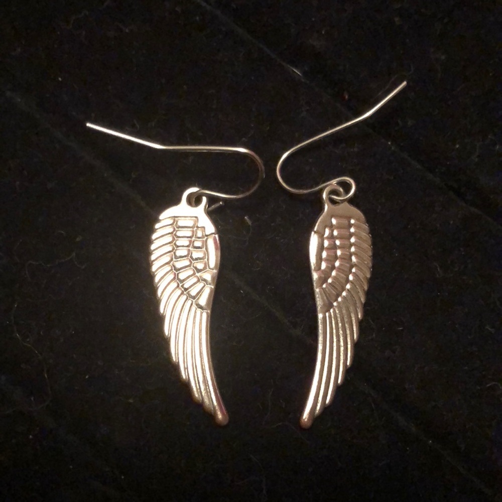 Silver Tone Feather Earrings